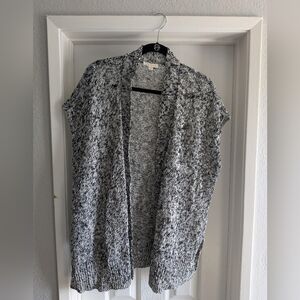 Eileen Fisher Organic Linen/Cotton Blend Knit Open Front Cardigan Vest M